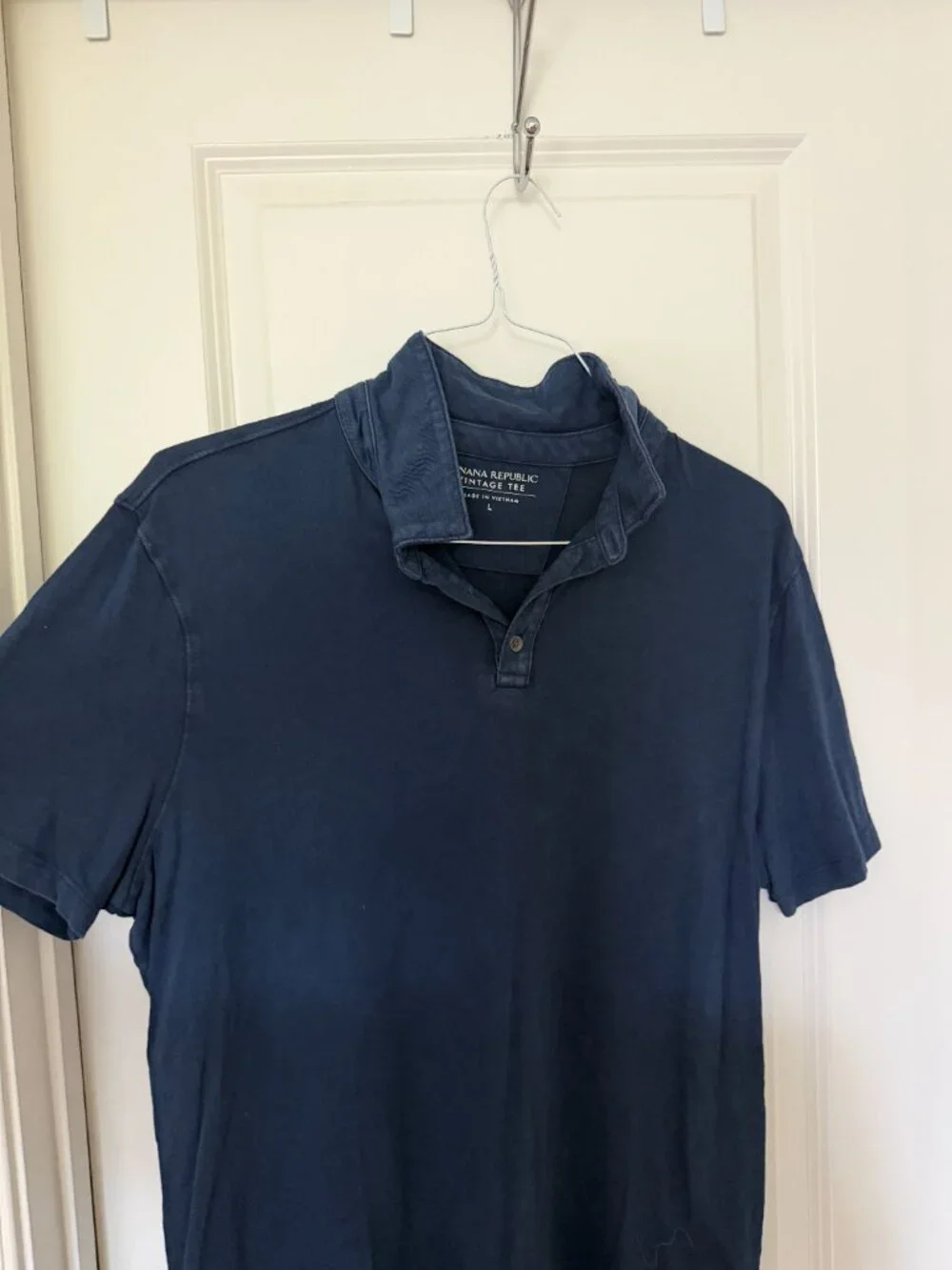 Banana Republic Vintage Tee Polo Men's L Navy Soft Wash